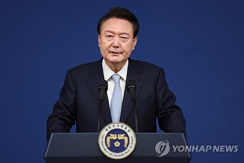 President Yoon Suk Yeol speaks during a press conference at the presidential office in Yongsan, Seoul, on Aug. 29, 2024. (Yonhap)