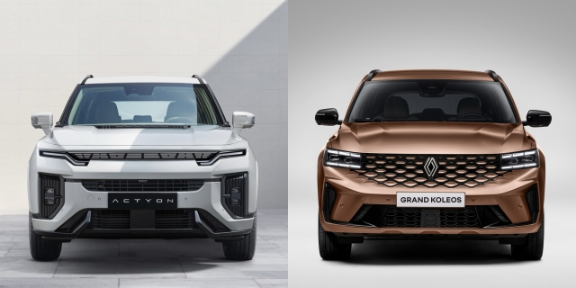 KG Mobility's Actyon (left) and Renault Korea's Grand Koleos midsize SUVs (Courtesy of KG Mobility and Renault Korea)