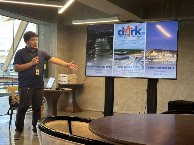 Jerico Bondoc, associate project officer of the Philippines’ Bases Conversion and Development Authority’s Strategic Projects Management Department, explains the BCDA's initiative behind New Clark City during a press briefing on Sept. 25. (Lee Jung-joo/The Korea Herald)