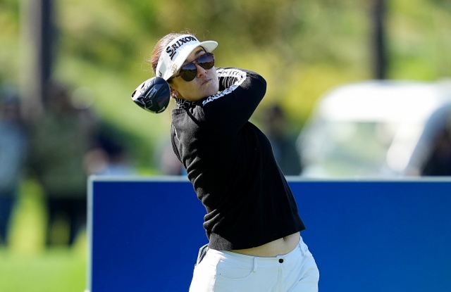 Hannah Green of Australia tees off during the final round of the BMW Ladies Championship on the LPGA Tour at Seowon Hills at Seowon Valley Country Club in Paju, Gyeonggi Province, on Sunday. (AP/Yonhap)