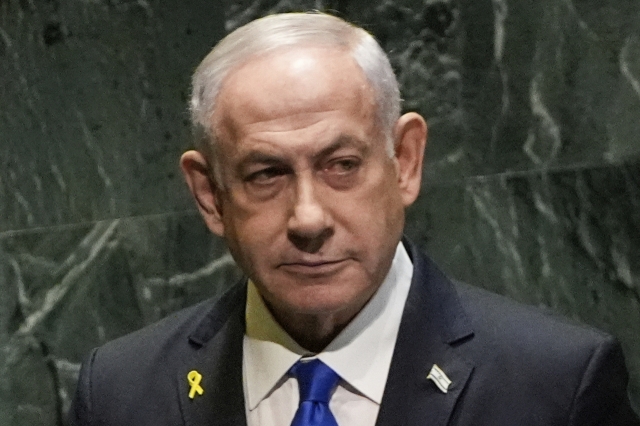 Prime Minister of Israel Benjamin Netanyahu addresses the 79th session of the United Nations General Assembly, on Sept. 27. (AP-Yonhap)