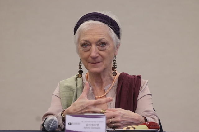 French writer Sylvie Germain attends a press conference for the 13th Pak Kyongni Prize in Seoul on Wednesday. (Yonhap)