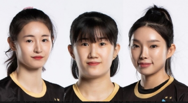 Kim Da-young, Shin Jin-mi and Jeong Ga-hee (Courtesy of the Busan Infrastructure Corporation handball team)