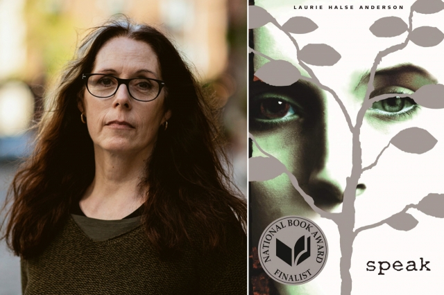 Laurie Halse Anderson (left) and her novel 