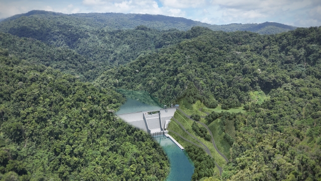 This concept image shows the Tina River Hydroelectric Dam, scheduled to finish construction and be in operation by 2028. (K-water)