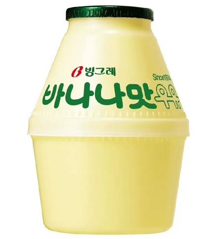 The plastic bottle for Binggrae's iconic banana-flavored milk was designed to resemble the shape of traditional Korean porcelain moon jars, according to the company. (Binggrae Co.)