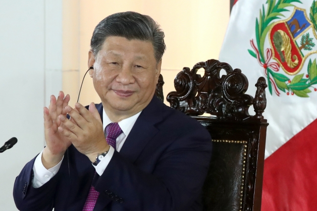 Chinese President Xi Jinping attends an inauguration event for the Chancay megaport at the Government Palace in Lima, Peru, Thursday. (EPA)