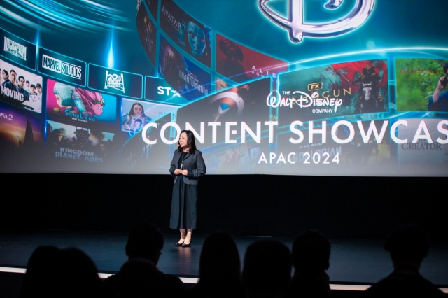 Carol Choi, executive vice president of original content strategy at The Walt Disney Company APAC speaks during a press conference held in Singapore on Thursday. (The Walt Disney Company)