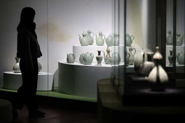 The exhibition “Sculpted Celadon of the Goryeo Dynasty” at the National Museum of Korea. (Yonhap)