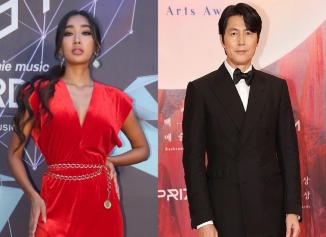 Model Moon Ga-bi (left) and actor Jung Woo-sung (Yonhap)