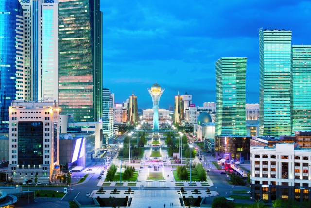 Night view of central Astana, capital of Kazakhstan (Embassy of Kazakhstan)