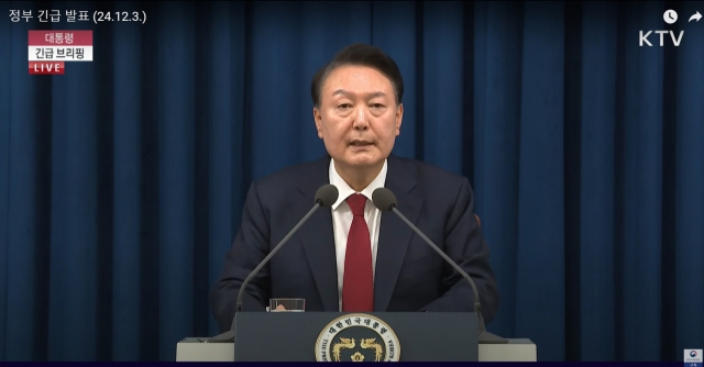 President Yoon Suk Yeol's surprise live TV address plunged South Korea into chaos on Tuesday night. (Yonhap)