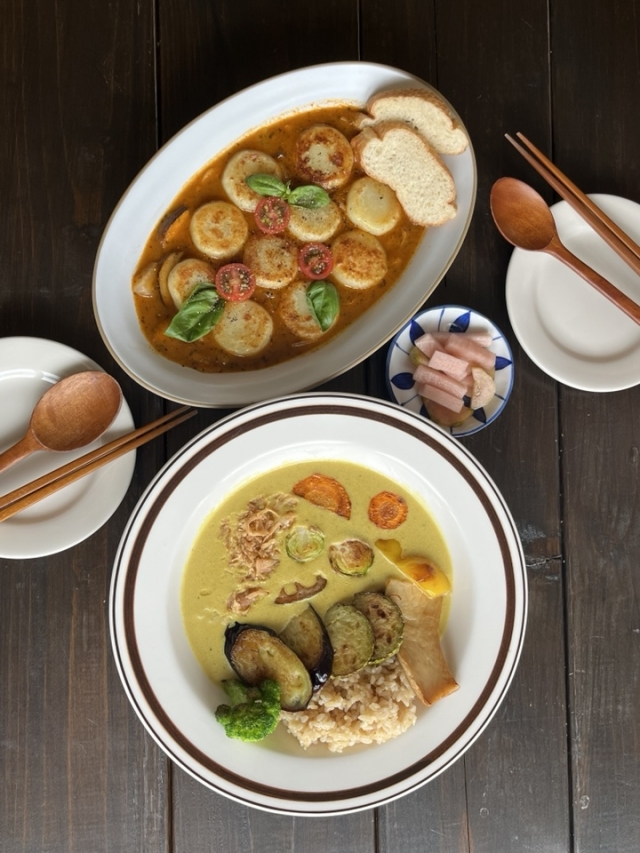 Choi So Han Ggi's truffle tomato gnocchi and vegetable curry. (Lee Jaeeun/The Korea Herald)