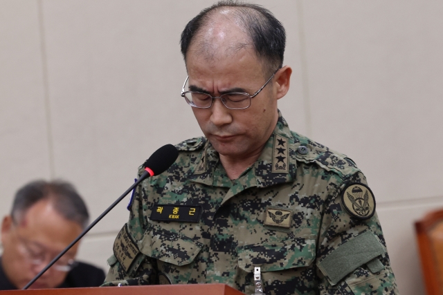 Lt. Gen. Kwak Jong-keun, former head of the Army Special Warfare Command, attends the National Defense Committee at the National Assembly on Dec. 12. (Yonhap)