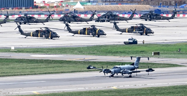 This file photo, taken on Aug. 19, shows RC-12X Guardrail at Camp Humphreys, a sprawling US base in Pyeongtaek, about 65 kilometers south of Seoul. (Herald DB)