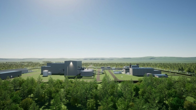 A rendering of TerraPower's small modular reactor site in Wyoming (Doosan Enerbility)