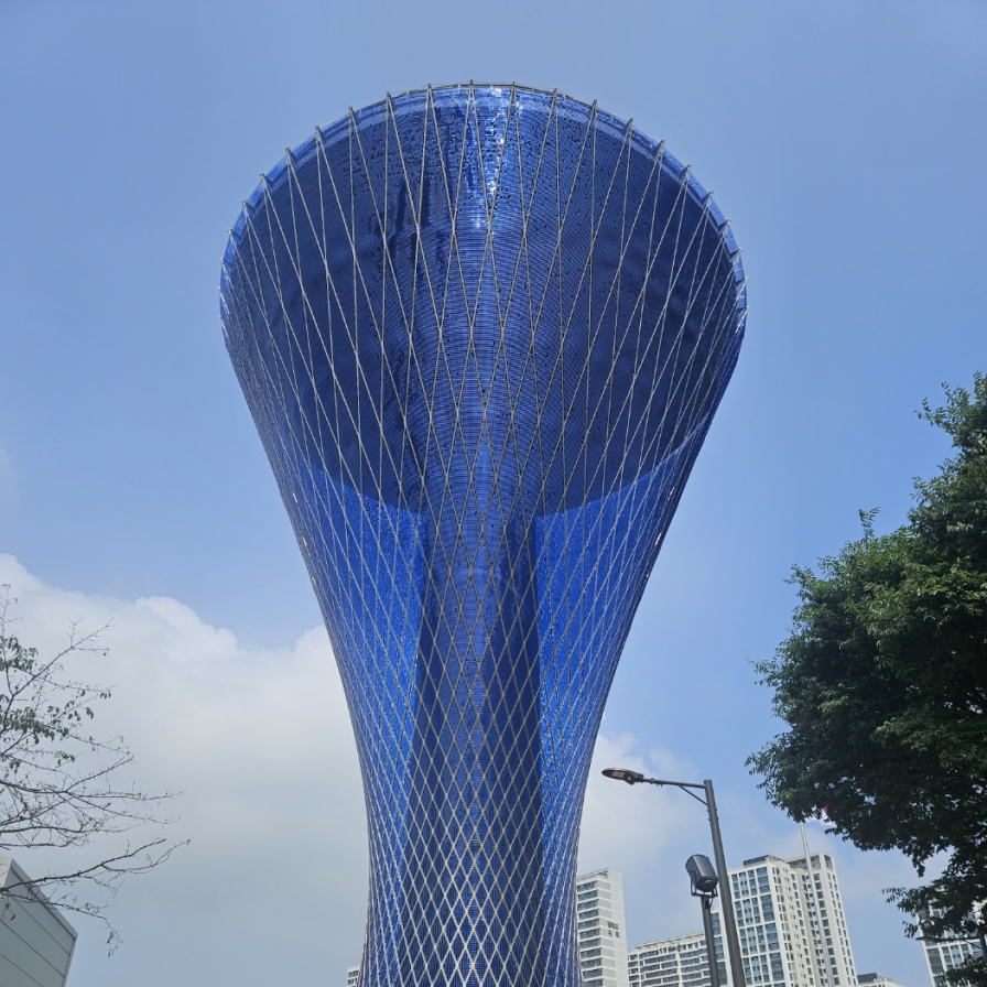 Old shabby water tower in Seoul transforms to 'Rain Veil'