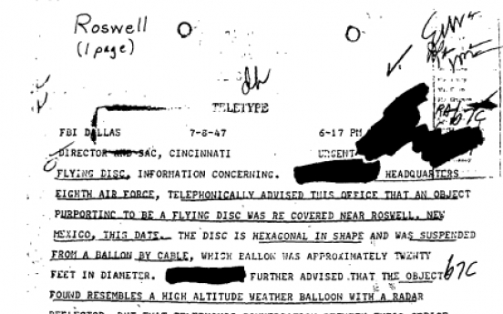 FBI memo ‘confirms’ the 1947 Roswell UFO incident