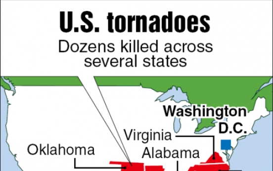 U.S. tornadoes leave 45 dead