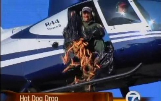 Hot dogs fall from the sky in Detroit