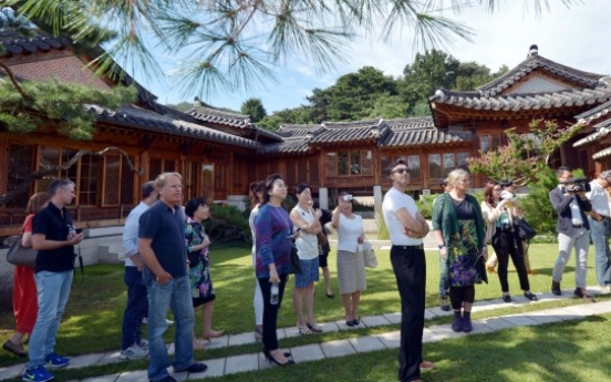 Antique furniture displayed as art in hanok