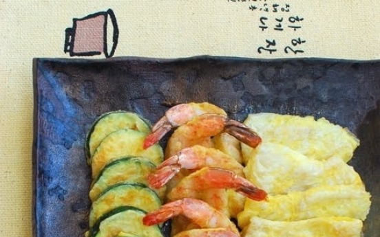 Modeumjeon (fish, shrimp and zucchini pan-fried in egg batter)