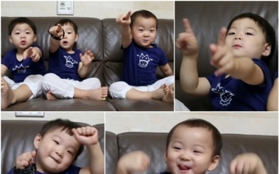 ‘슈퍼맨이 돌아왔다’ 삼둥이 대한민국,만세 깜찍한 바라밤 댄스 ‘작렬’