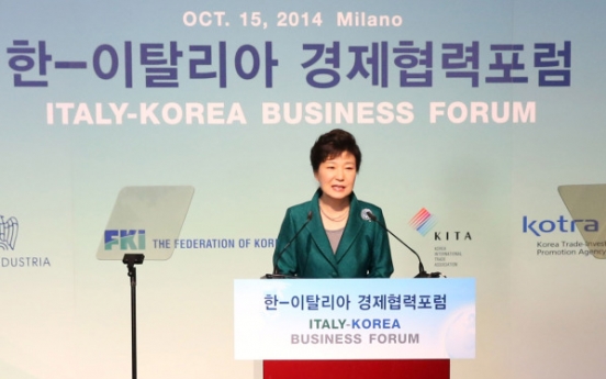 Park calls for bigger biz partnership with Italy