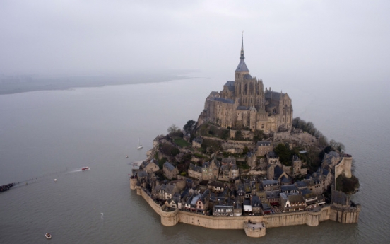 Super moon turns abbey into an island