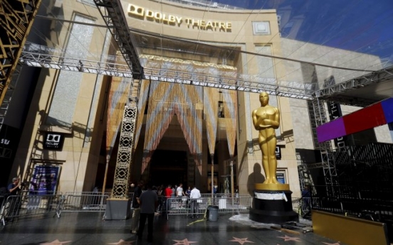 Academy Awards stage dressed up in golden 1970s glam