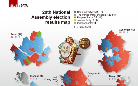 [Graphic News] 20th National Assembly election results map