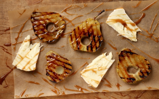 Brillat-Savarin cheese makes a buttery companion to grilled pears