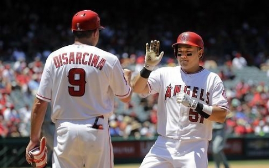 Angels' Choi Ji-man picks up 1st big league RBI, steal in win