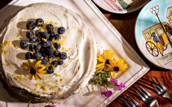 Blueberries plus zucchini make for awesome cake