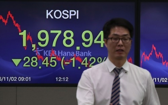 KOSPI tumbles on scandal, US uncertainty