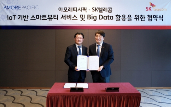 [Photo News] Amorepacific-SK Telecom agree on smart beauty services