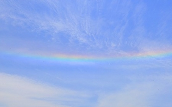 Rare rainbow cloud phenomenon sighted over Jeju Island, 2nd time this year