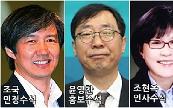 靑민정수석에 조국, 홍보수석에 윤영찬, 인사수석에 조현옥