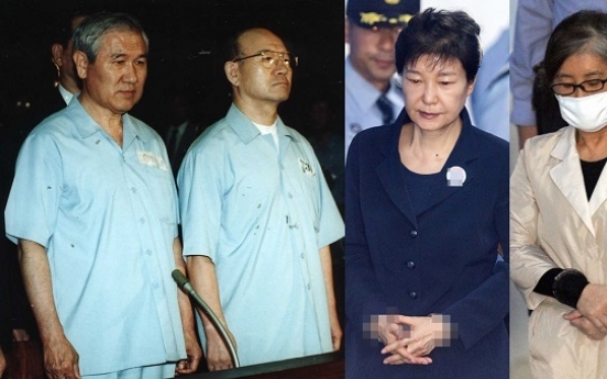 Park stands trial in same courtroom as coup leaders Chun, Roh