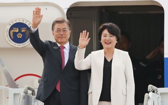 Moon leaves for Germany on multinational diplomacy mission