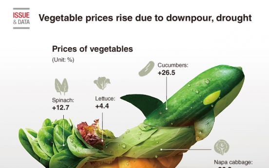 [Graphic News] Vegetable prices rise due to downpour, drought