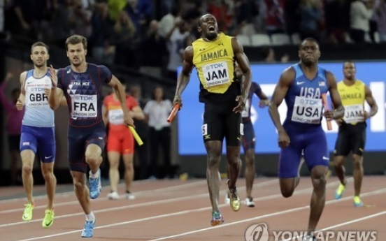 볼트, 악몽의 마지막 경기…영국, 남자 400ｍ계주 첫 우승