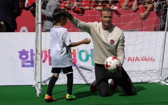 David Beckham visits Seoul to promote healthy living