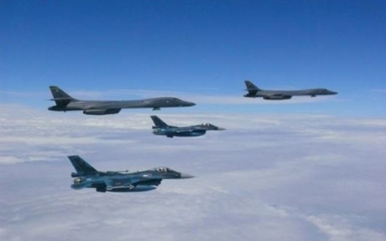 Two B-1B bombers hold nighttime drill against N. Korea