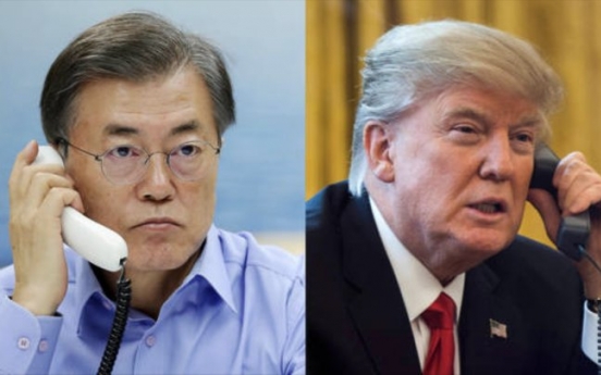 Moon, Trump agree to bring NK to dialogue table through sanctions, pressure