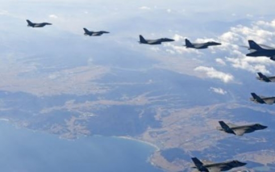 Two B-1B bombers train over Yellow Sea