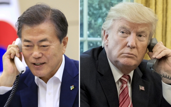 [US-NK Summit] Moon, Trump hold last minute talks on US-N. Korea summit