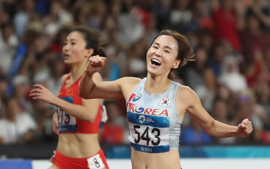 Korea's Jung Hye-lim wins gold in women's 100m hurdles