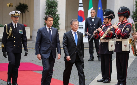 Leaders of Korea, Italy agree to upgrade ties