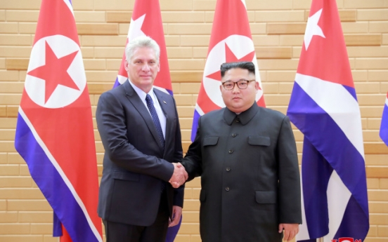 NK leader meets Cuban president at his Pyongyang office